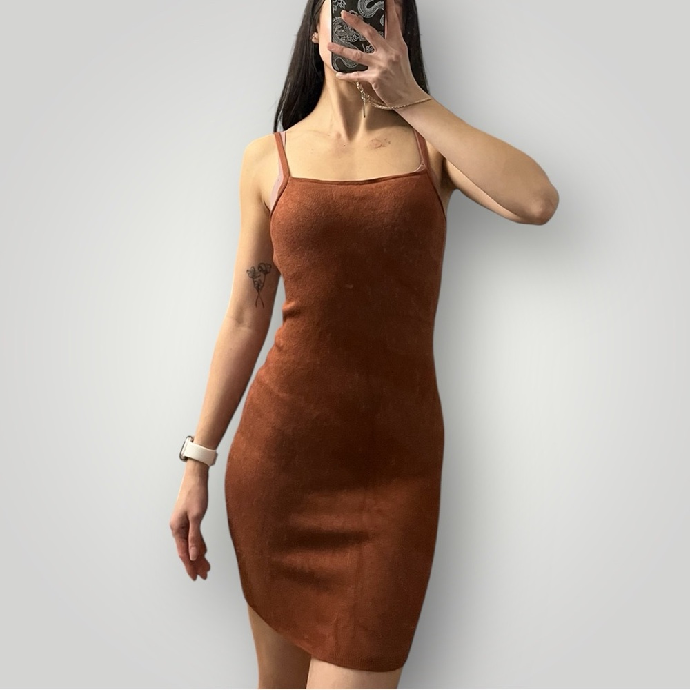 A&F Jacquard Open Back Elegant Brown Sleeveless Mini Dress
